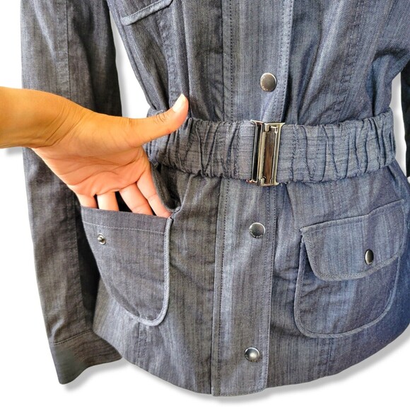 Calvin Klein Womens's Utility Jacket Cinched belted Waist full zip Size 6 - Picture 2 of 12